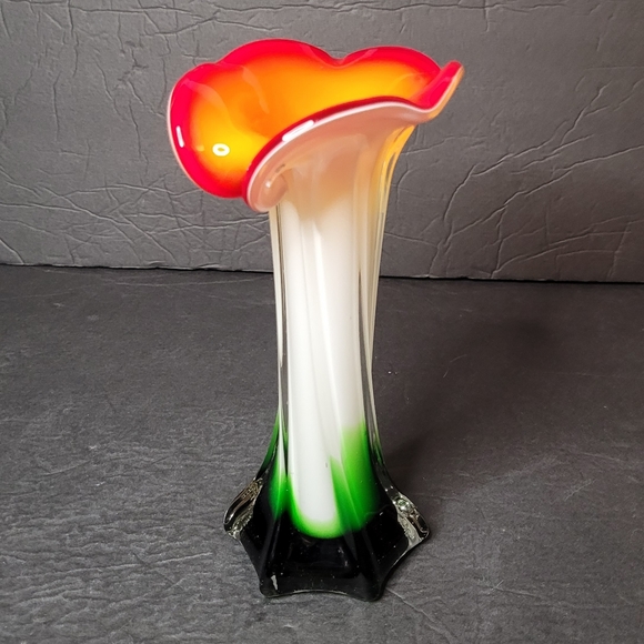 Murano Accents Beautiful Vintage Murano Art Glass Lily Vase Mint